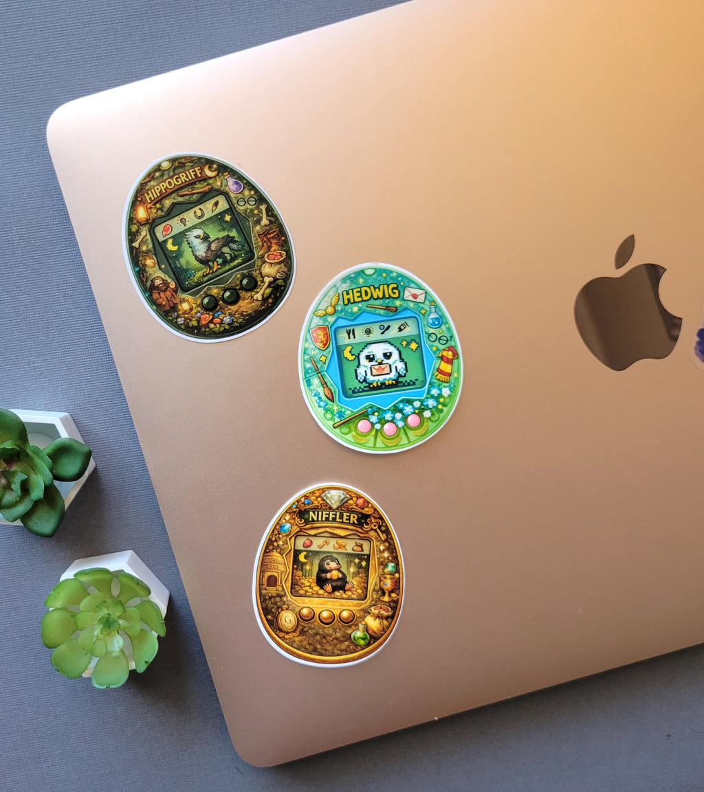 Wizarding Virtual Pet Sticker Set - Hedwig, Hippogriff and Niffler