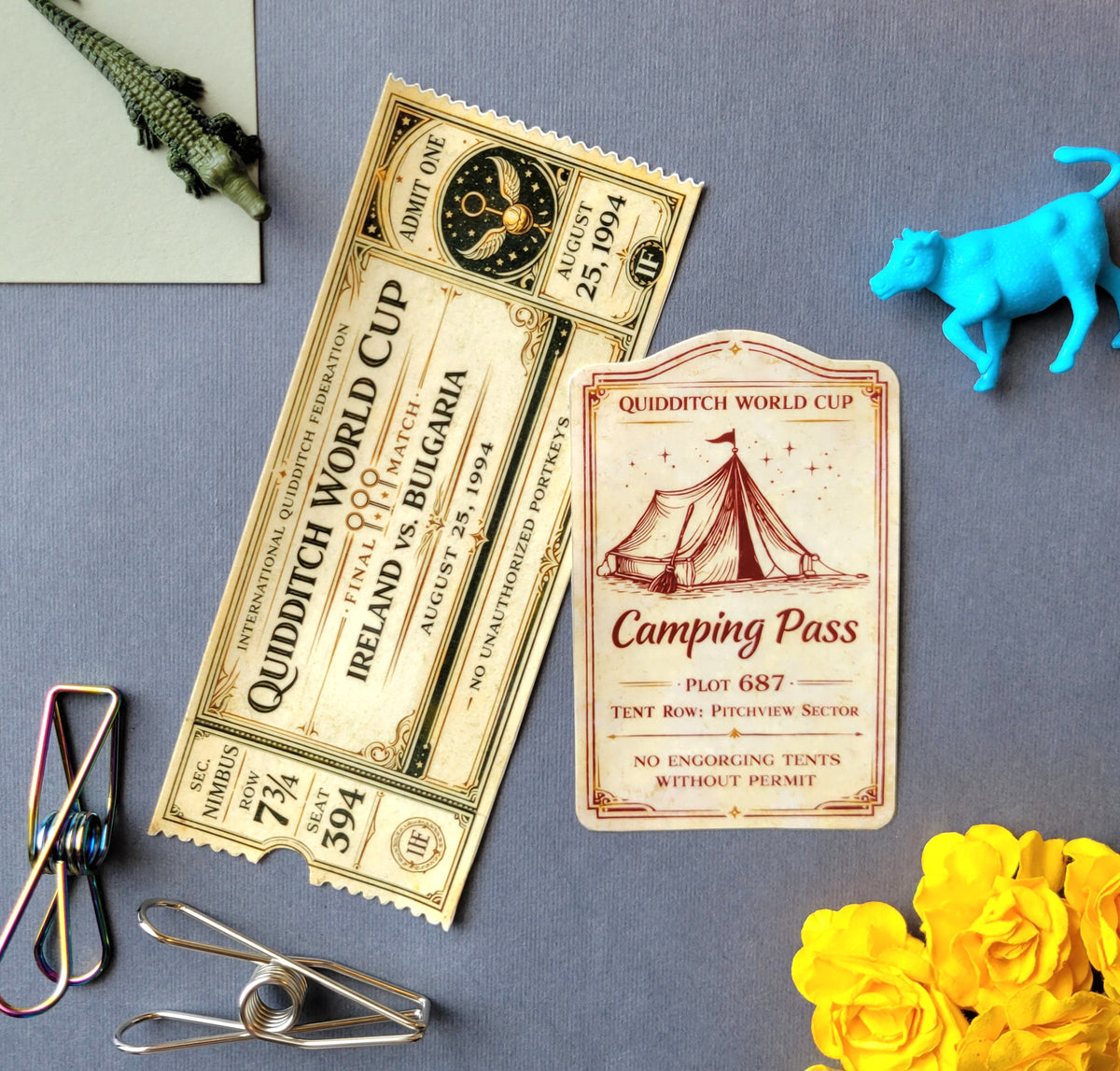 Quidditch World Cup Ticket & Camping Pass Sticker Set -  Prop Replica